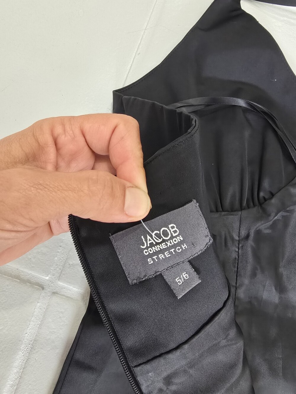 Vintage Jacob Black VNeck Halter Tie Cotton Blend Satiny Timeless Cocktail 5/6 - Picture 9 of 12